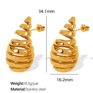 1 Pair Simple Series Simple Droplet Stainless Steel  Gold Color Women's Stud Earrings h5 